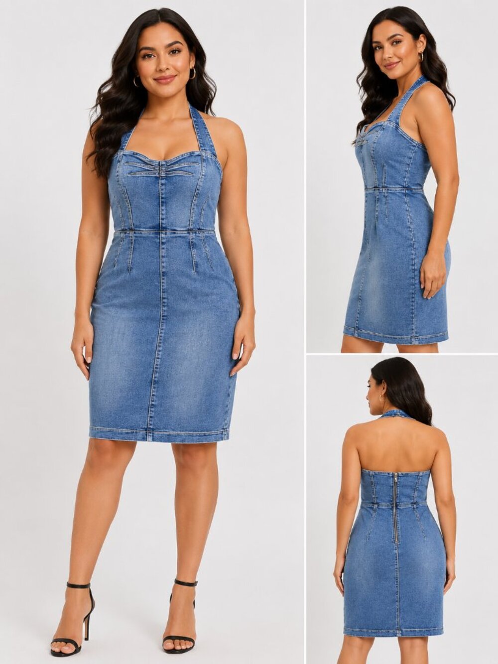 Guess Denim Bodycon Midi Dress Medium Wash Size M